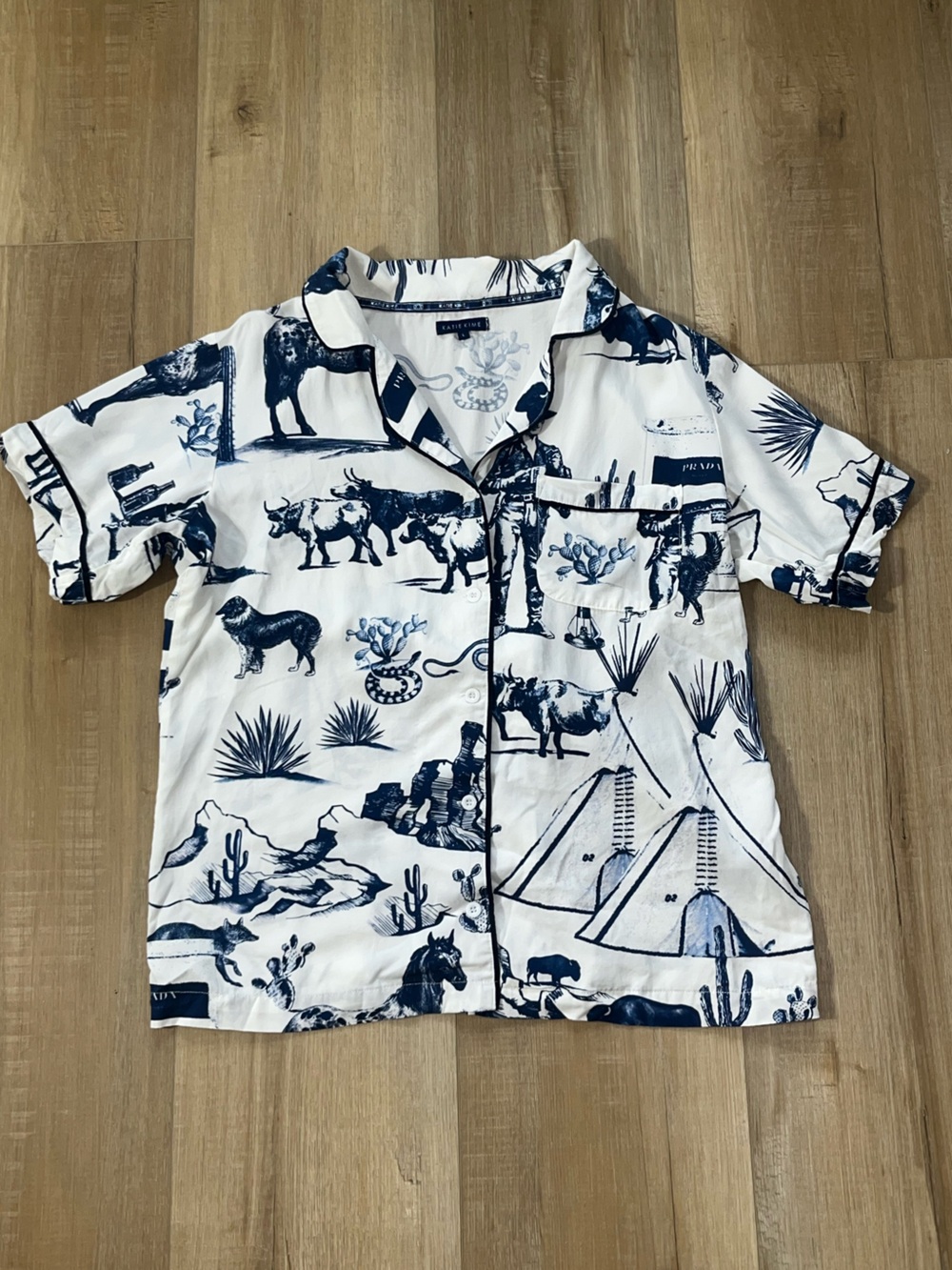 Katie Kime Women’s Marfa Toile Cotton Shorty Pajama Set Size Large - Picture 5 of 14
